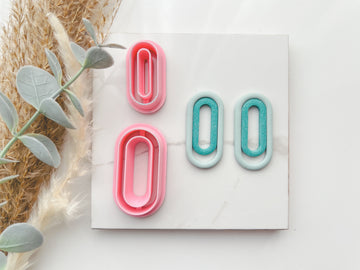 Oblong Outline Slim Cutter Set (2pc set) | Oblong Shape Set Polymer Clay Cutters